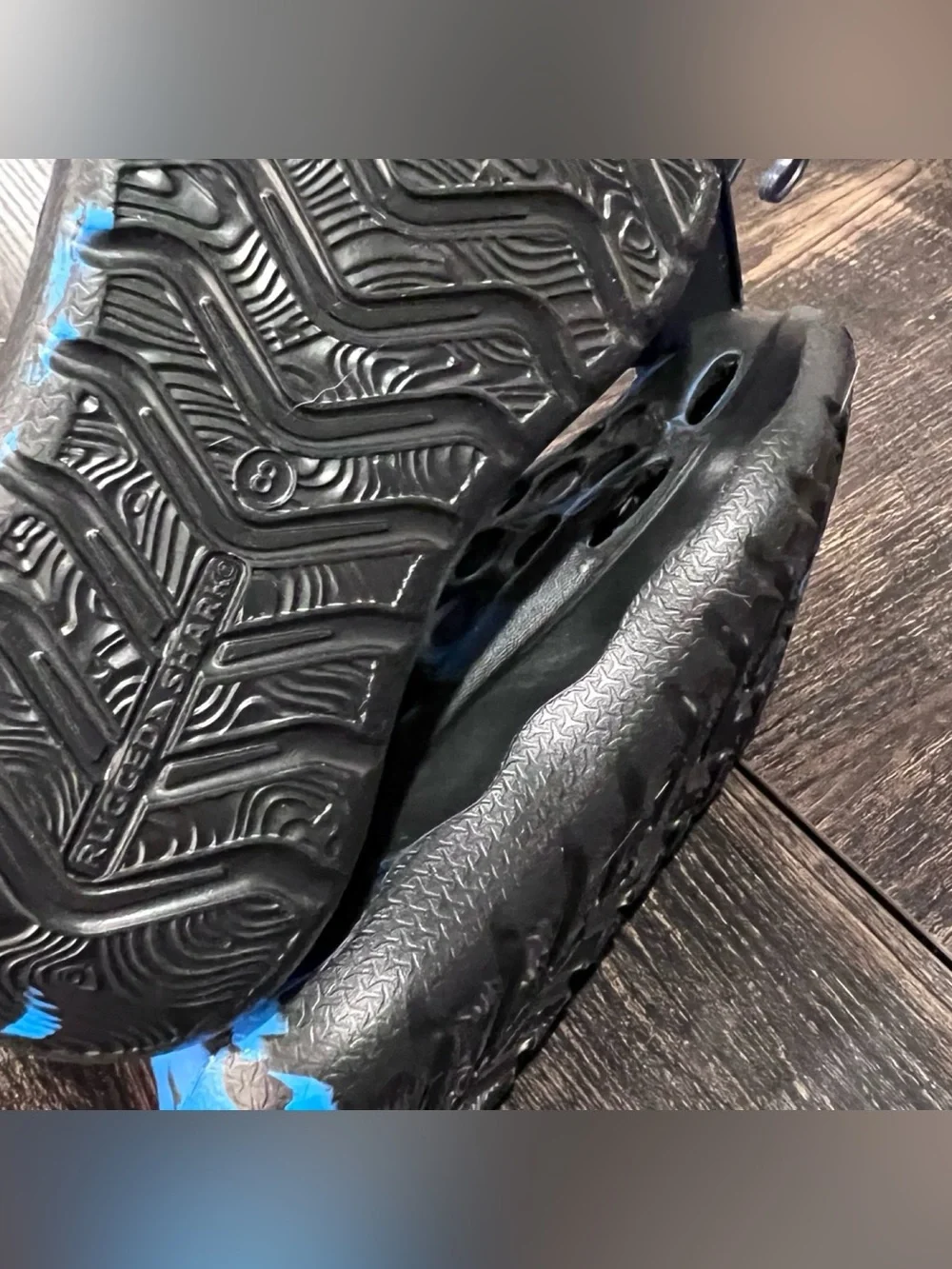 Rugged Shark Koifish Slip On Water Shoes Black Blue Camo Size 8 NWT
